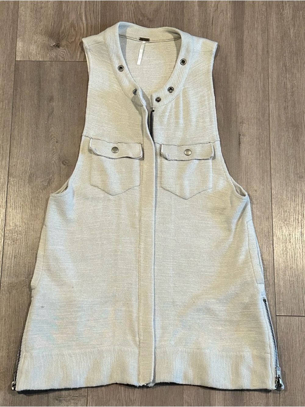 Free People Sleeveless Vest with Pocket Flaps